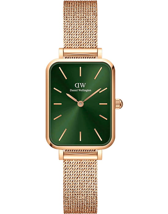 Daniel Wellington Daniel Wellington Quadro Pressed Melrose Emerald DW00100445  DW00100445 кварцевые женские часы зеленый циферблат, браслет сталь c pvd покрытием — вид спереди