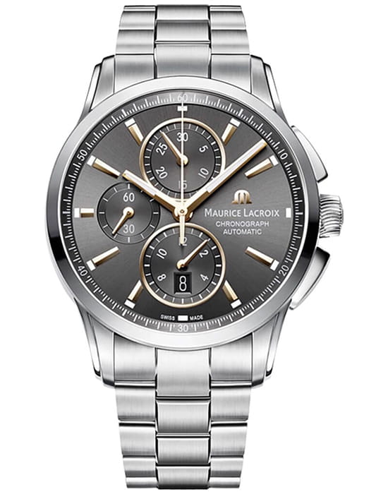 Maurice Lacroix Maurice Lacroix Pontos Chronograph PT6388-SS002-331-1  PT6388-SS002-331-1 механические мужские часы черный циферблат, браслет нержавеющая сталь — вид спереди