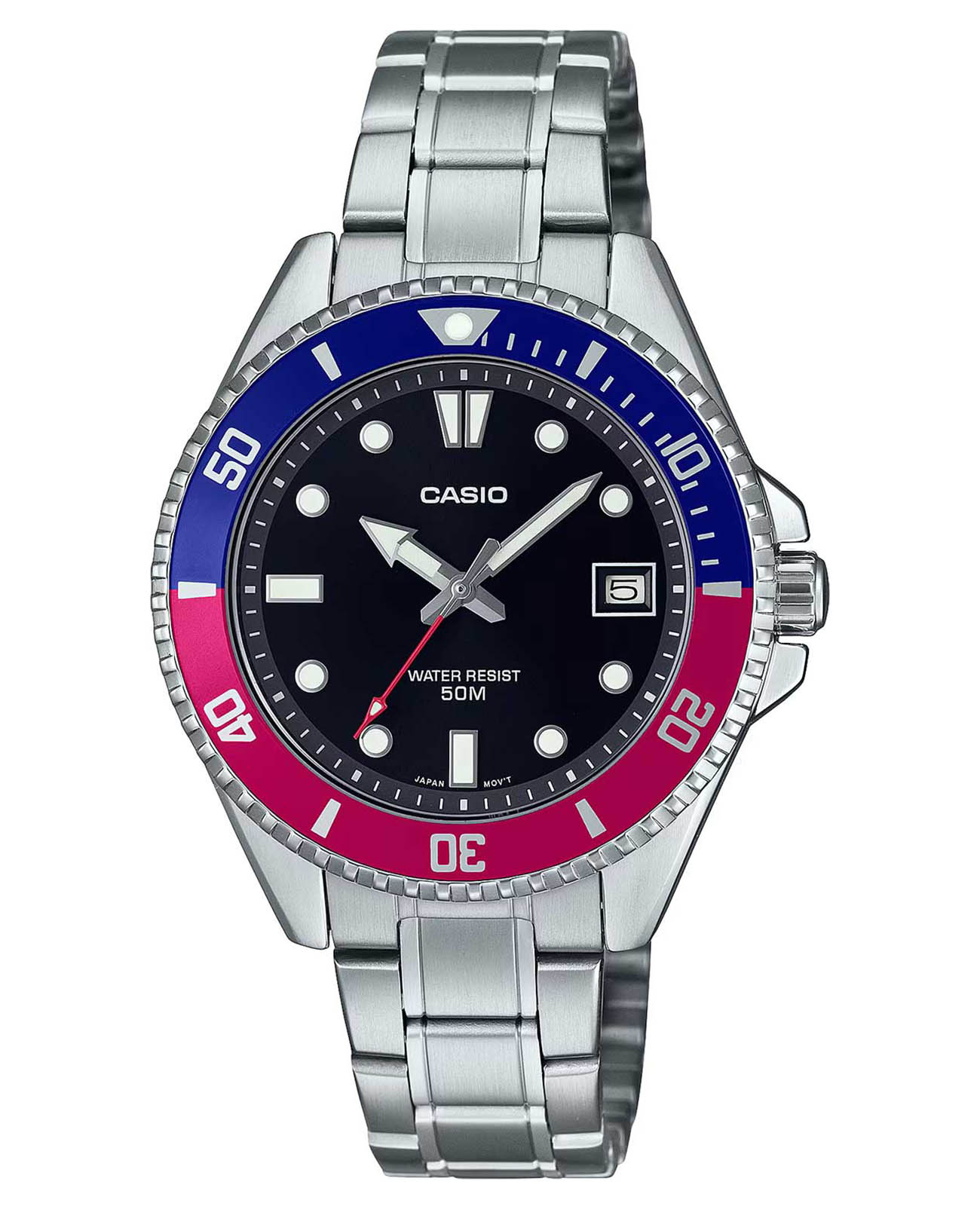 Casio Casio Collection MDV-10D-1A3VDF (MDV-10D-1A3)  MDV-10D-1A3 кварцевые мужские часы черный циферблат, браслет нержавеющая сталь — вид спереди