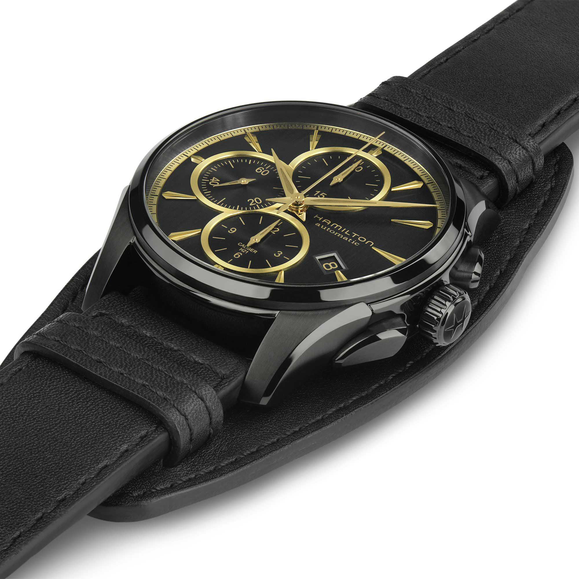 Hamilton Hamilton Jazzmaster Auto Chrono H32506730, jazzmaster швейцария мужские часы на браслете кожаный боковой вид