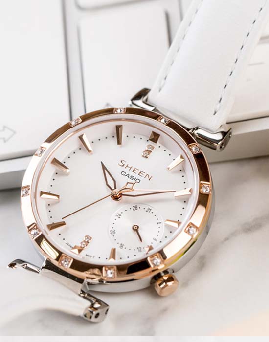 Casio Casio Sheen SHE-4051PGL-7A  — детали корпуса и кожаный