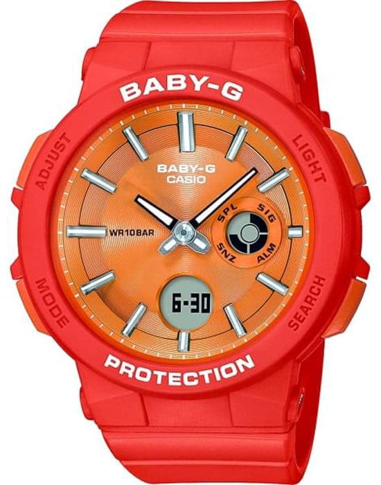 Casio Casio Baby-G BGA-255-4A  BGA-255-4A кварцевые женские часы оранжевый циферблат, браслет пластик — вид спереди
