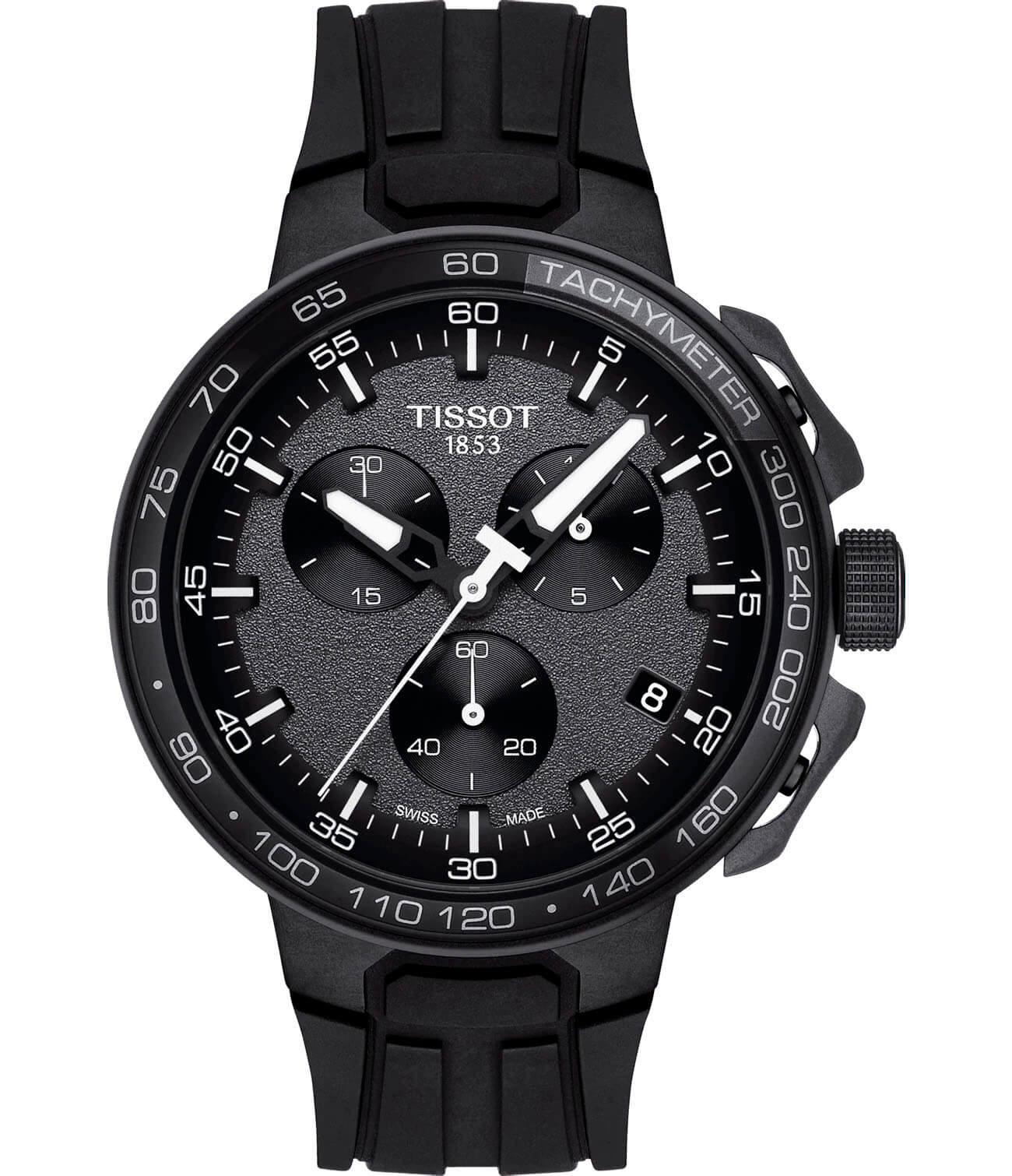 Tissot Tissot T-Race Cycling T111.417.37.441.03 T Race Cycling T1114173744103 кварцевые мужские часы черный циферблат, браслет силикон — вид спереди