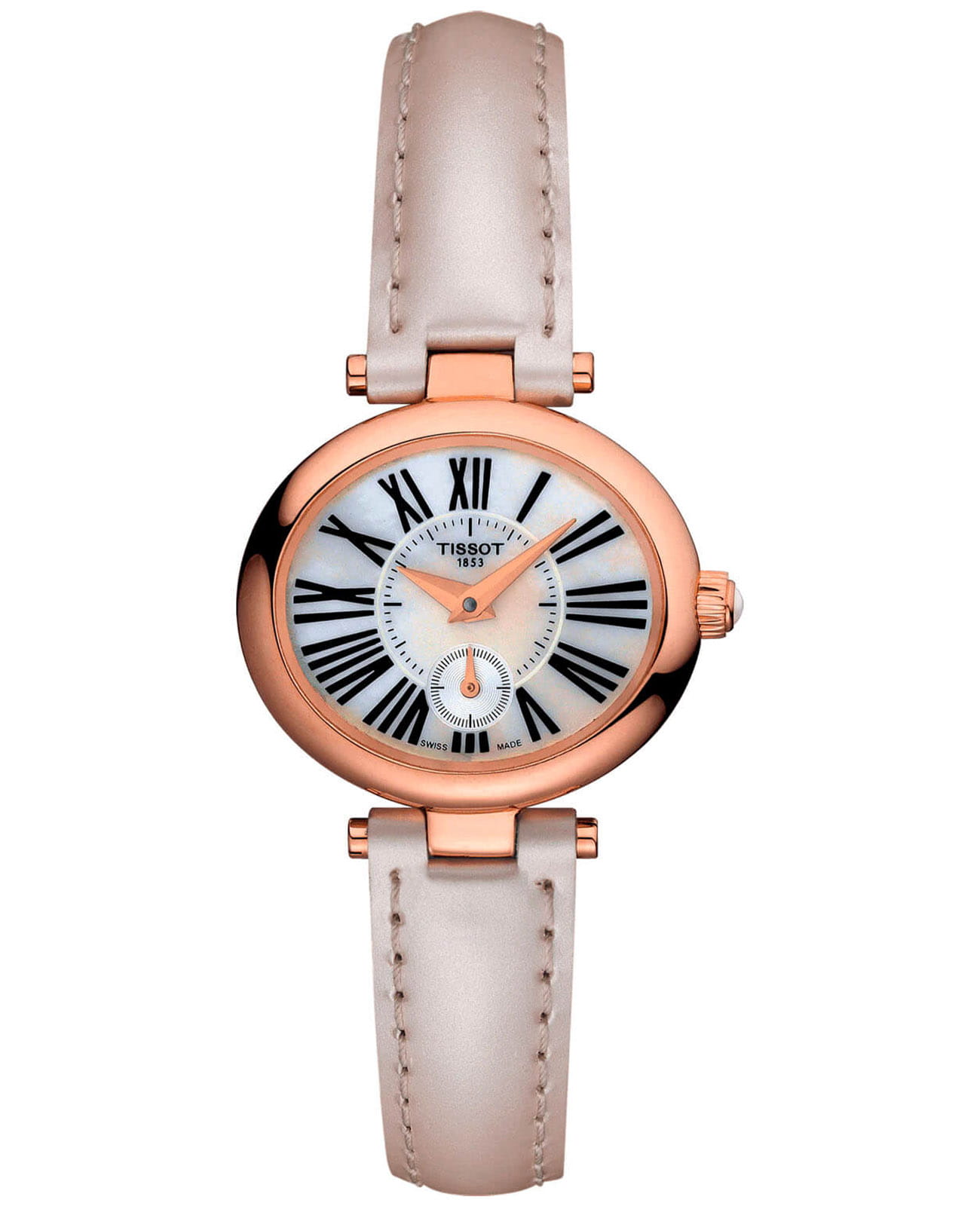 Tissot Tissot Glamorous Lady 18K Gold T917.110.76.113.00  T9171107611300 кварцевые женские часы перламутровый циферблат, браслет кожаный — вид спереди