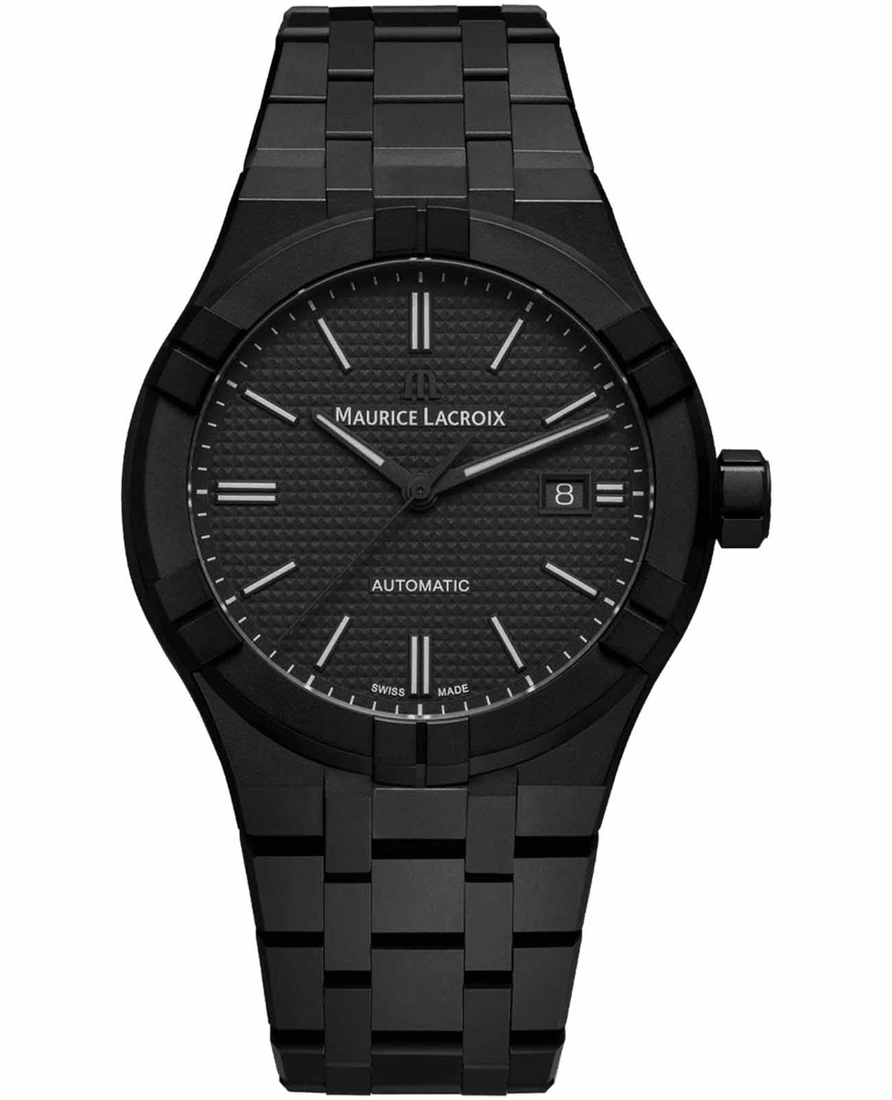 Maurice Lacroix Maurice Lacroix Aikon Automatic AI6008-CRM22-330-2  AI6008-CRM22-330-2 механические мужские часы черный циферблат, браслет керамика — вид спереди