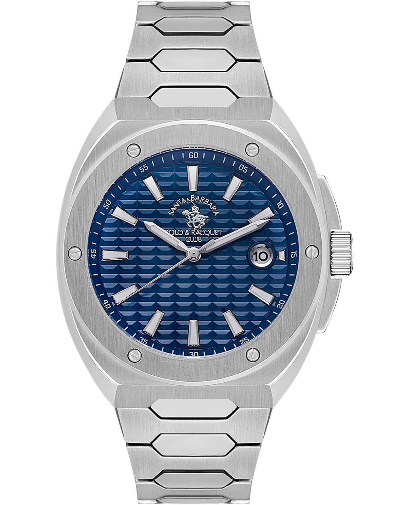 Santa Barbara Polo & Racquet Club Santa Barbara Polo & Racquet Club Legend  SB.1.10557-2  SB.1.10557-2 кварцевые мужские часы синий циферблат, браслет нержавеющая сталь — вид спереди