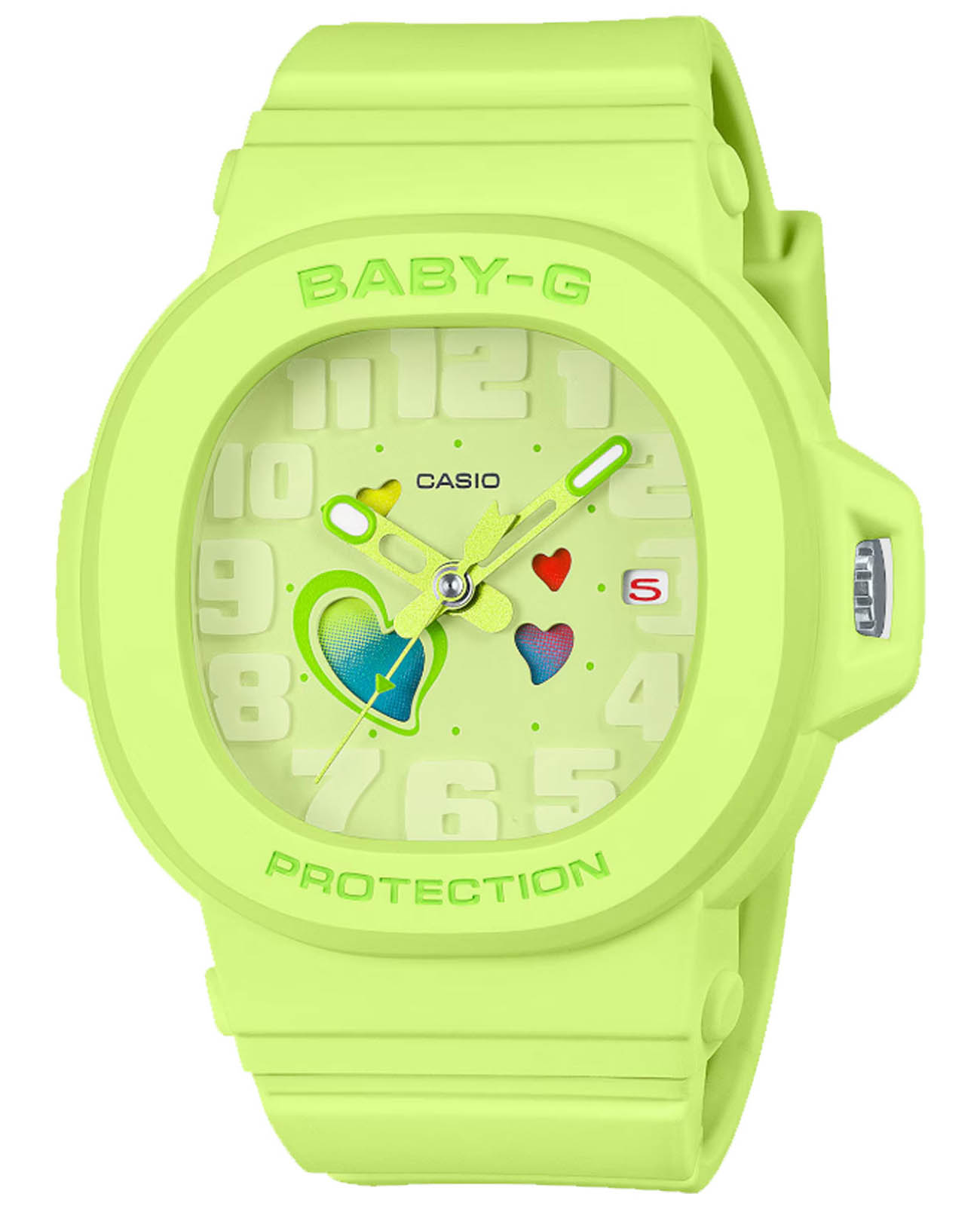 Casio Casio Baby-G BGA-10-3A  BGA-10-3A кварцевые женские часы зеленый циферблат, браслет пластик — вид спереди