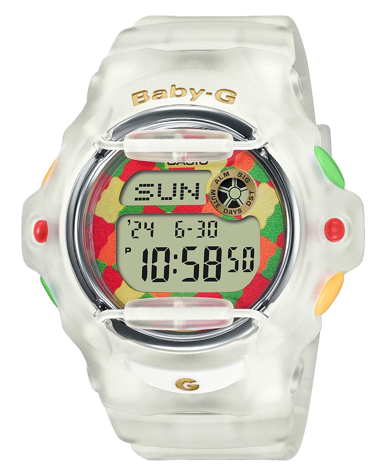Casio Casio Baby-G BG-169HRB-7DR  BG-169HRB-7DR кварцевые женские часы  циферблат, браслет пластик — вид спереди