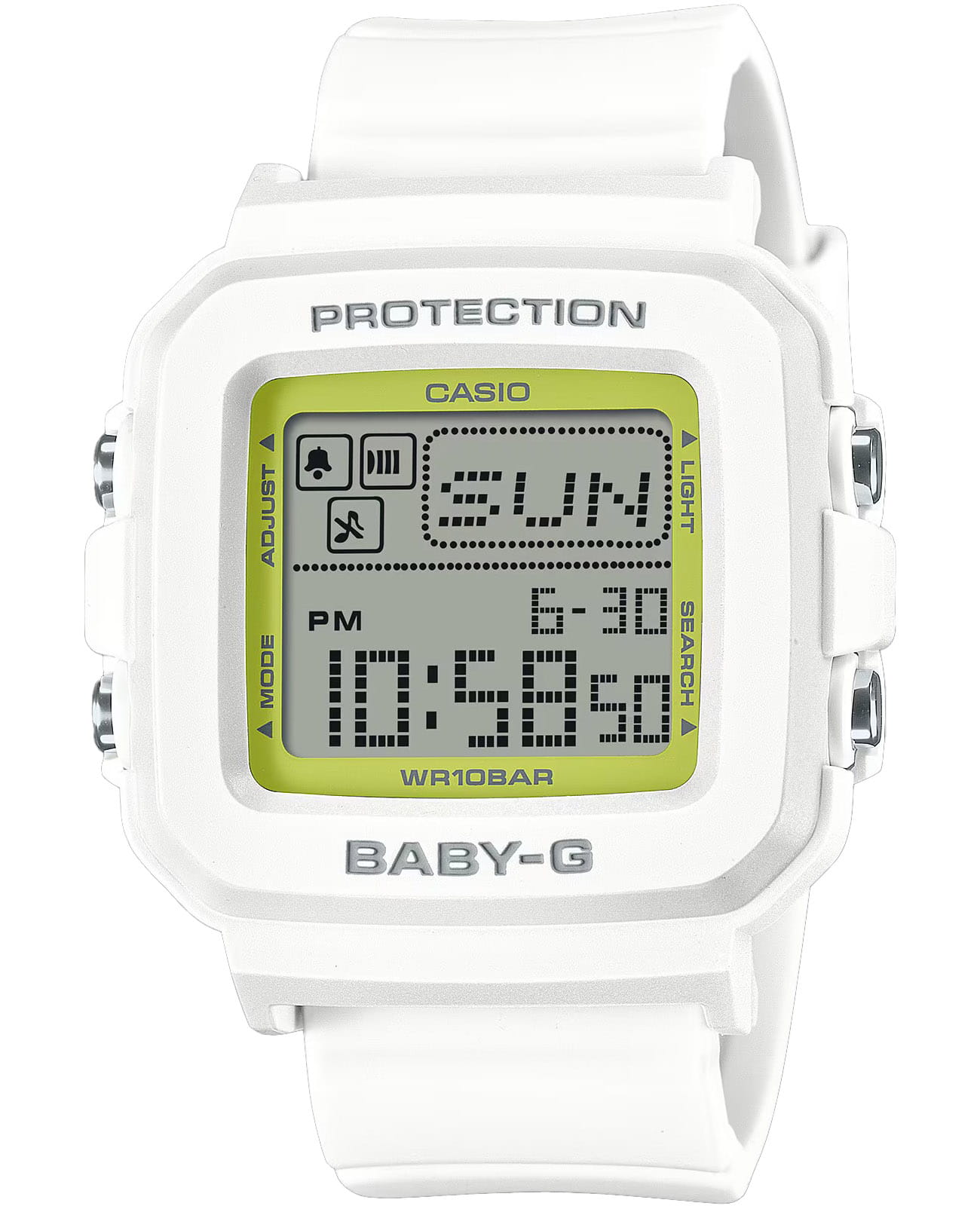 Casio Casio Baby-G BGD-10K-7DR (BGD-10K-7)  BGD-10K-7 электронные женские часы серый циферблат, браслет пластик — вид спереди