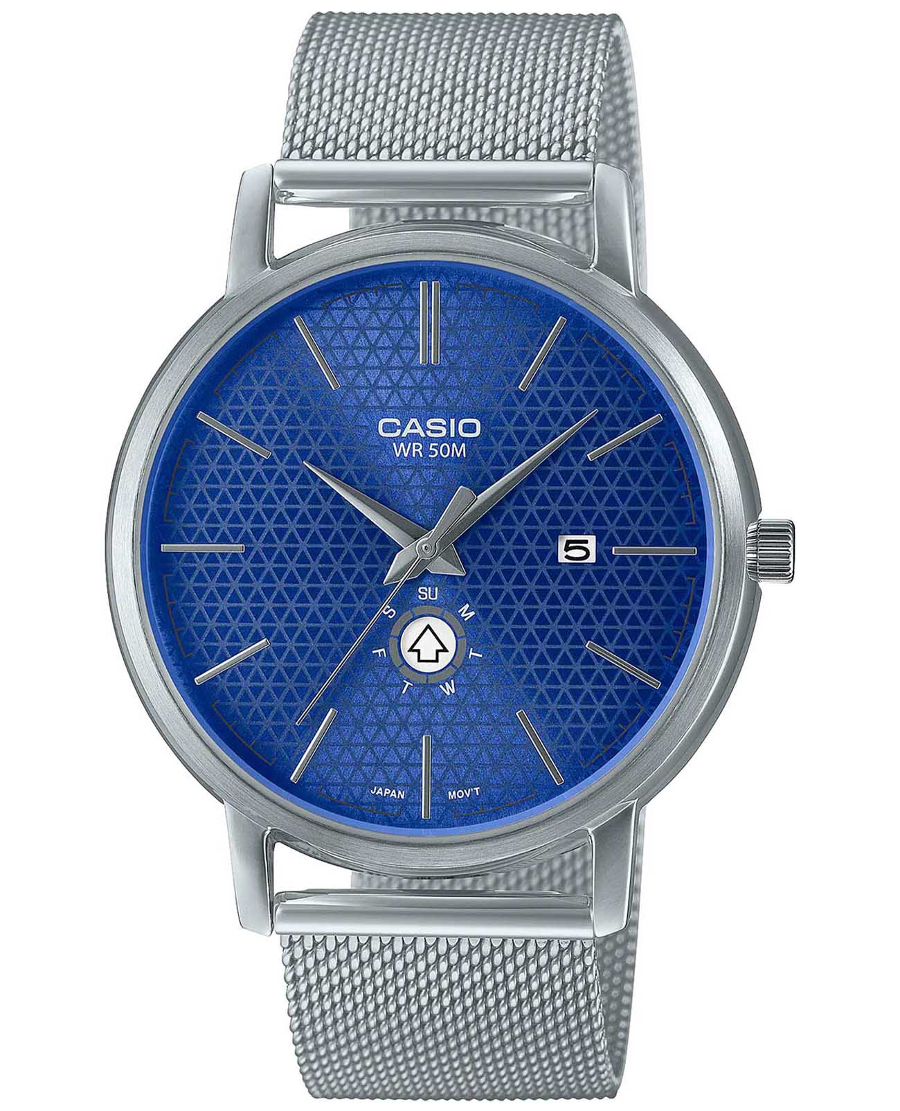 Casio Casio Collection MTP-B125M-2A  MTP-B125M-2A кварцевые мужские часы синий циферблат, браслет нержавеющая сталь — вид спереди