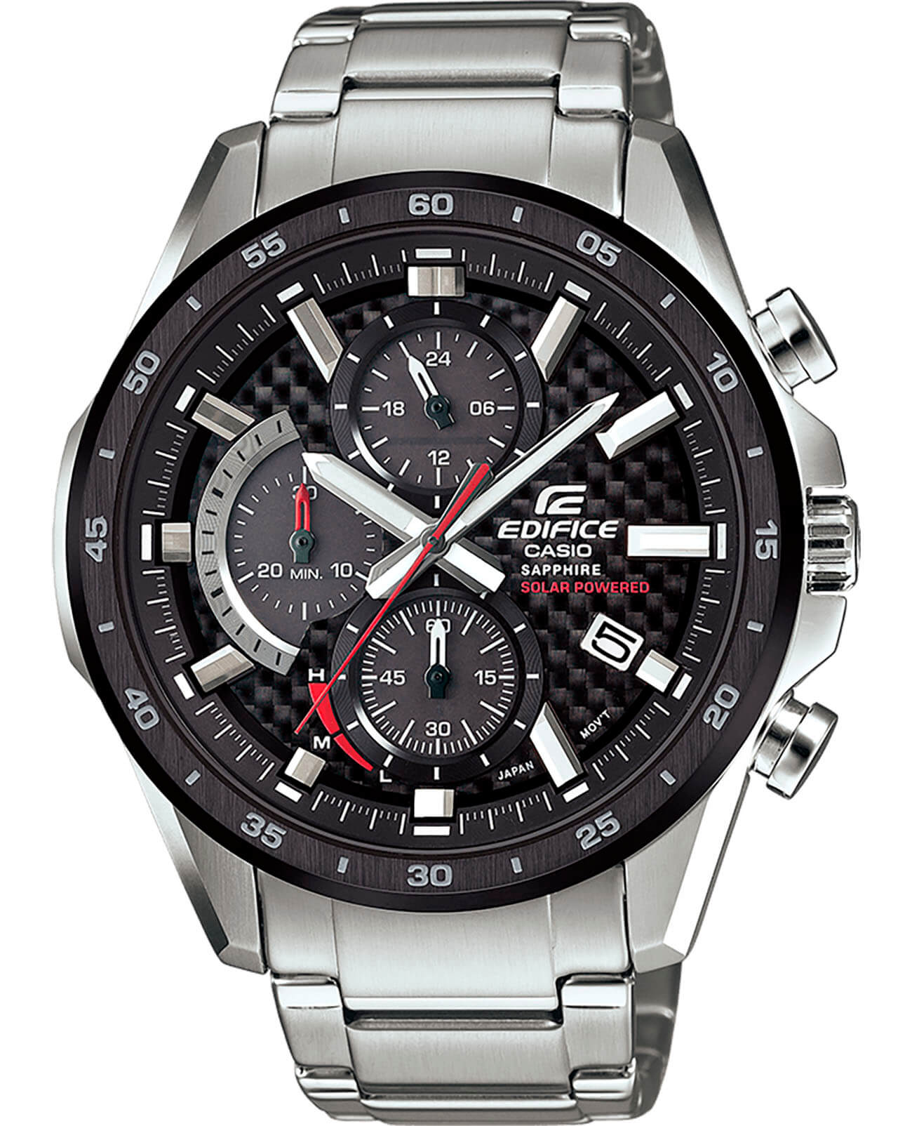 Casio Casio Edifice EFS-S540DB-1A EFS EFS-S540DB-1A кварцевые мужские часы черный циферблат, браслет нержавеющая сталь — вид спереди