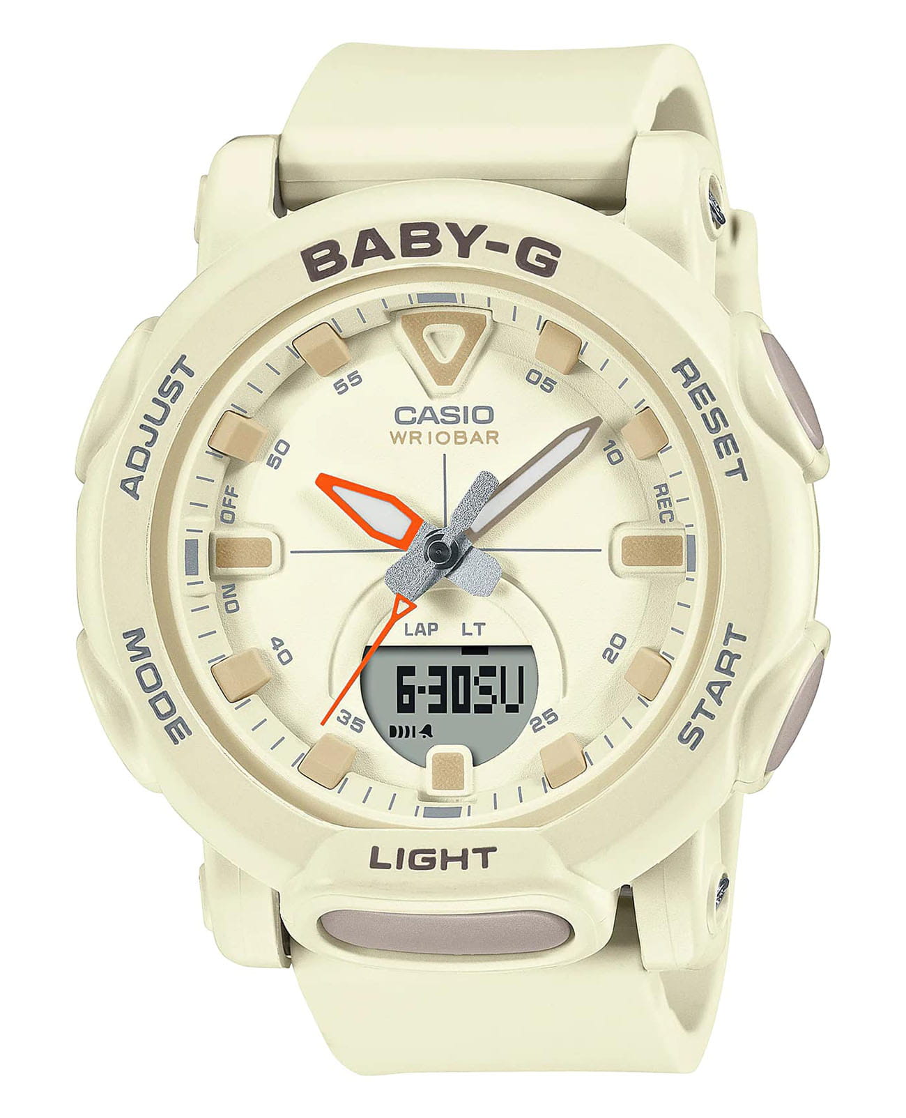 Casio Casio Baby-G BGA-310-7A  BGA-310-7A кварцевые женские часы белый циферблат, браслет пластик — вид спереди