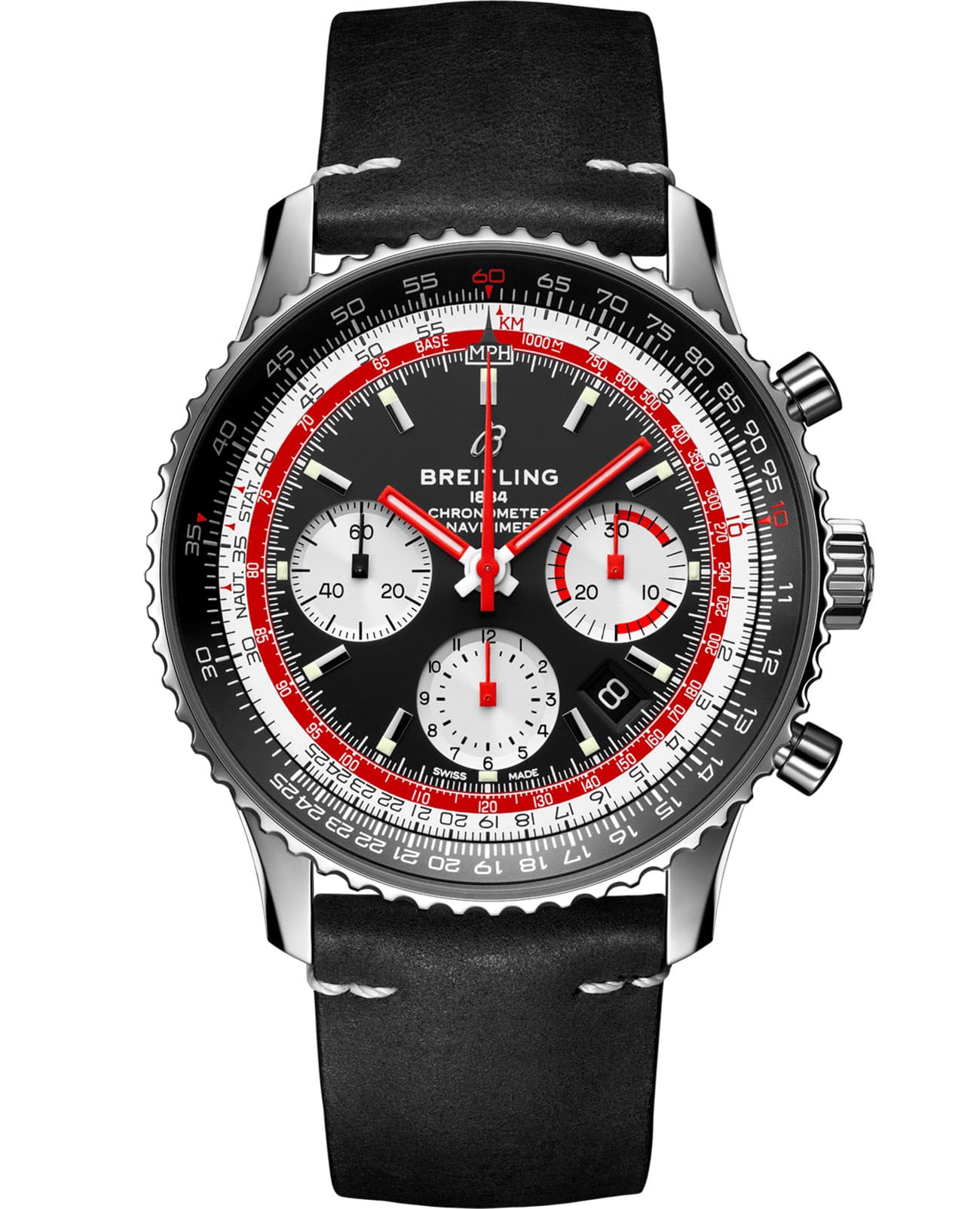 Breitling Breitling Navitimer B01 Chronograph Swiaaair AB01211B1B1X1  AB01211B1B1X1 механические мужские часы  циферблат, браслет кожаный — вид спереди