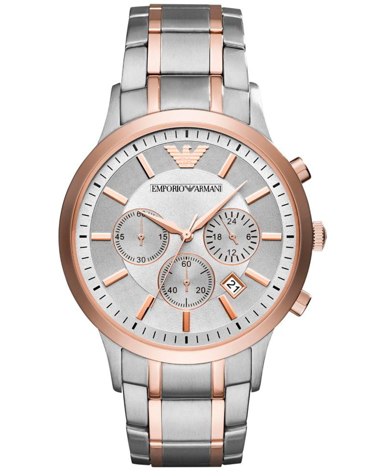 Emporio Armani Emporio Armani Dress  AR11077  AR11077 кварцевые мужские часы серый циферблат, браслет нержавеющая сталь с pvd-покрытием — вид спереди