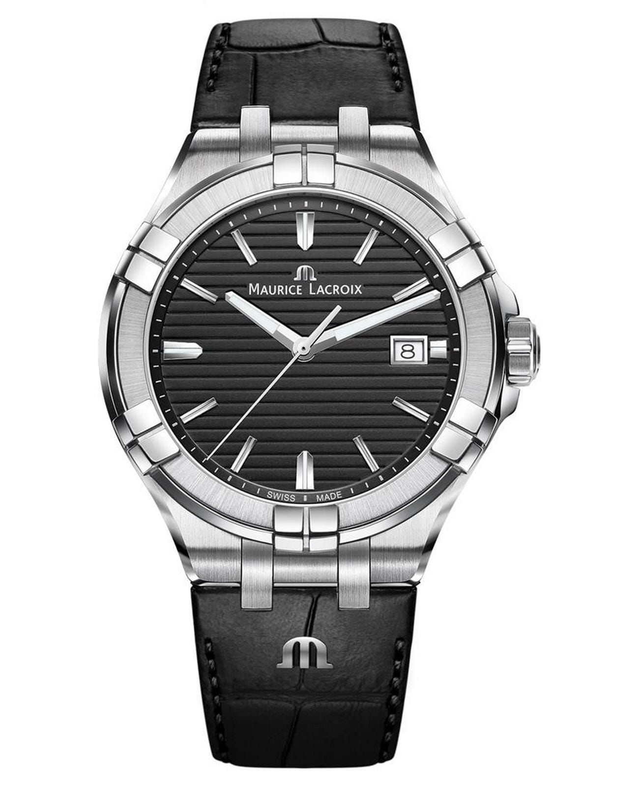Maurice Lacroix Maurice Lacroix Aikon Automatic AI1008-SS001-331-2  AI1008-SS001-331-2 кварцевые мужские часы черный циферблат, браслет кожаный — вид спереди