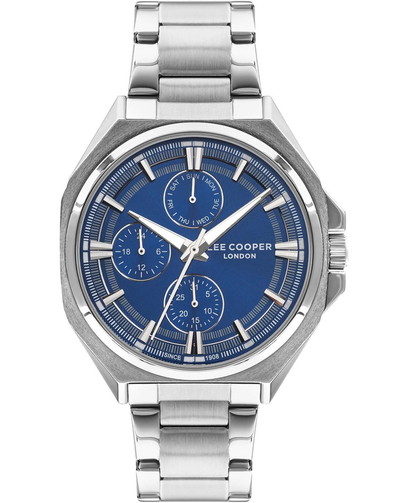 Lee Cooper Lee Cooper LC07716.390  LC07716.390 кварцевые мужские часы синий циферблат, браслет нержавеющая сталь — вид спереди