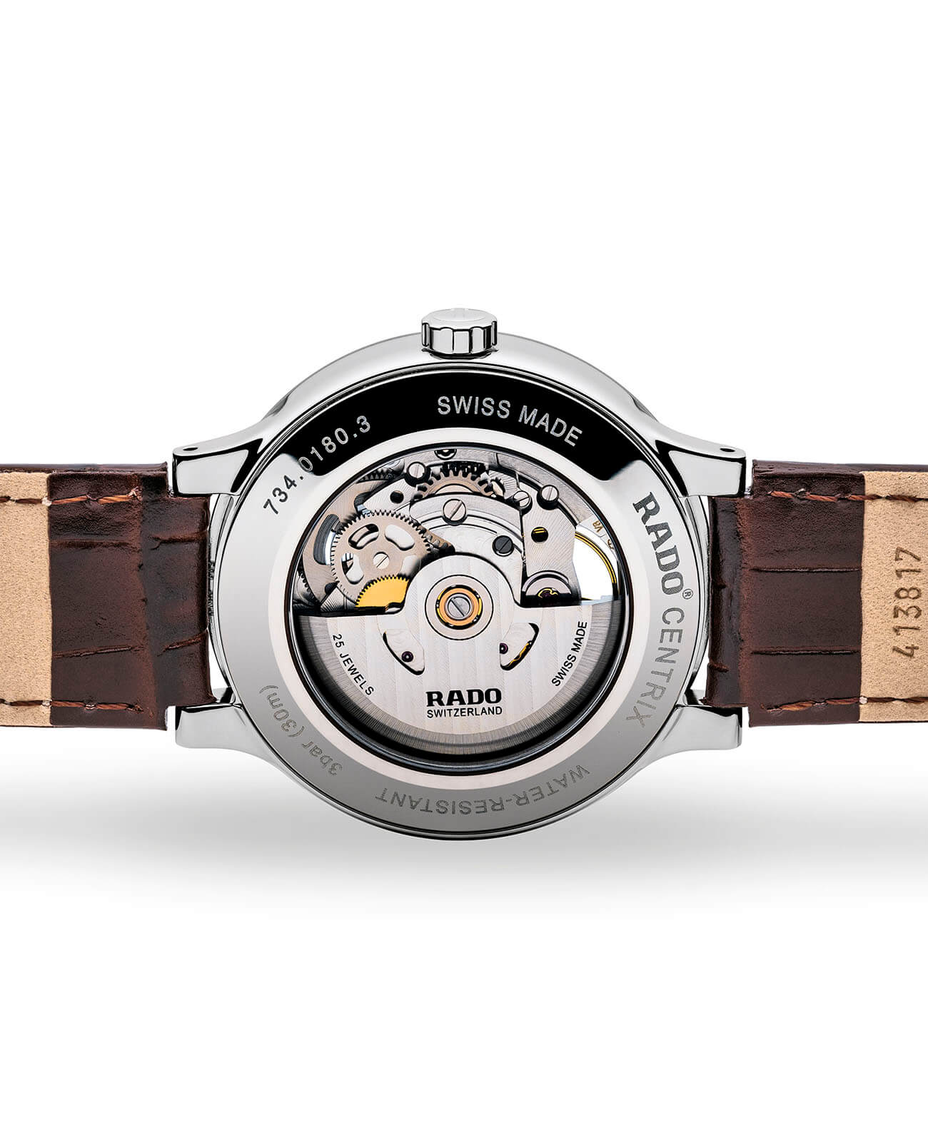 Rado Rado Centrix Automatic Open Heart R30179105, centrix швейцария мужские часы на браслете кожаный боковой вид