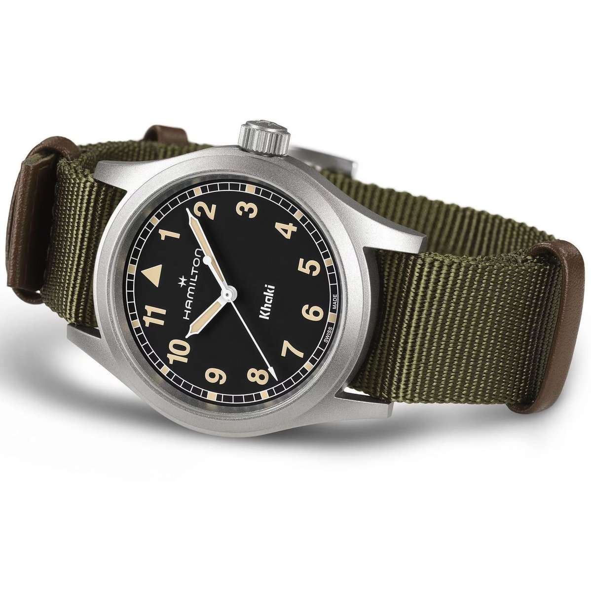 Оригинальные часы Hamilton Hamilton Khaki Field Quartz 38mm H69401930 кварцевые калибр механизма f06.105 общий вид