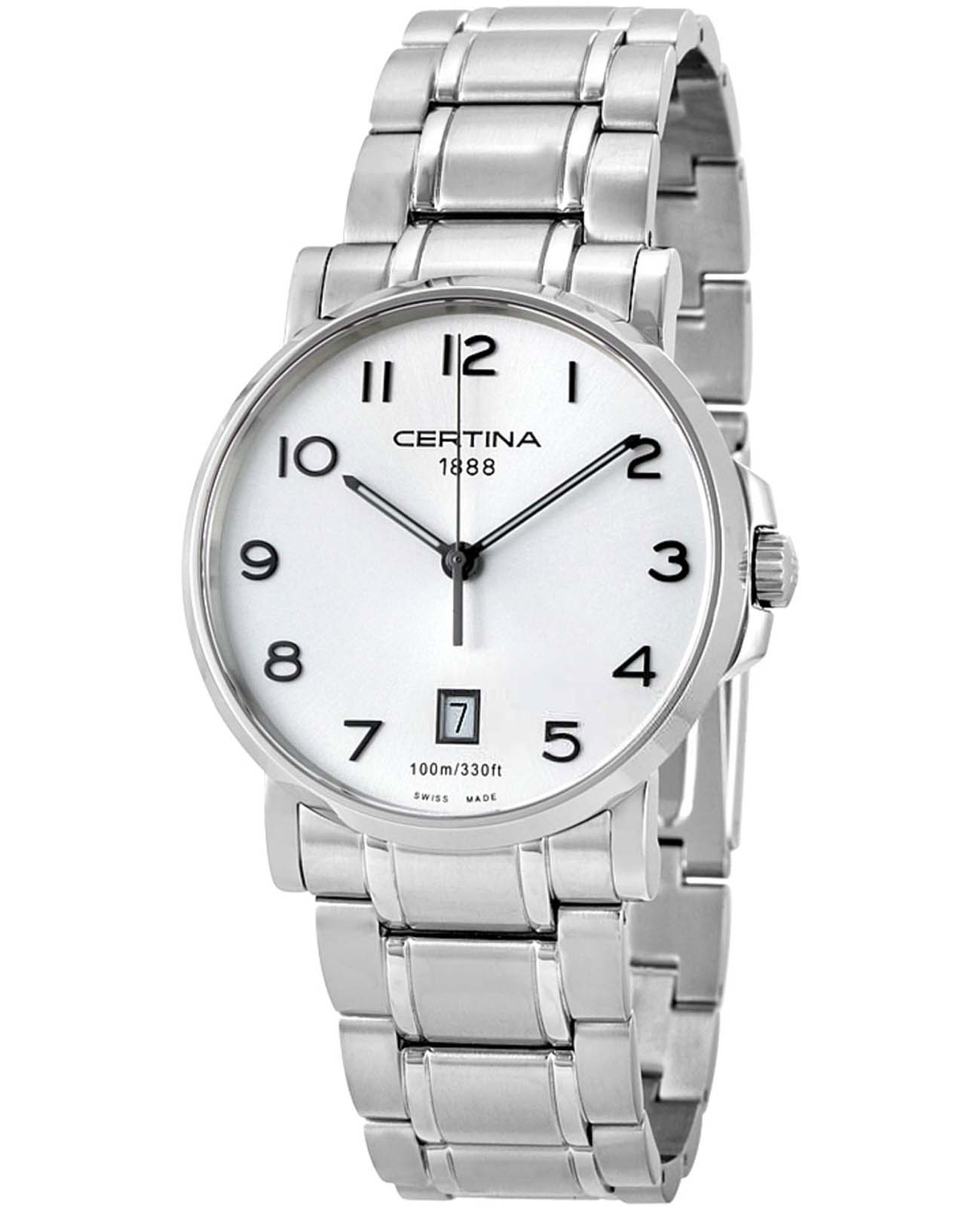 Certina Certina DS Caimano C017.410.11.032.00 DS Caimano C0174101103200 кварцевые мужские часы серебристый циферблат, браслет нержавеющая сталь — вид спереди