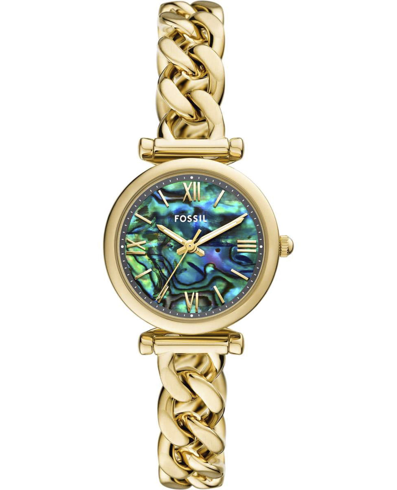 Fossil Fossil Carlie ES5416  ES5416 кварцевые женские часы цветной циферблат, браслет нержавеющая сталь с ip-покрытием — вид спереди
