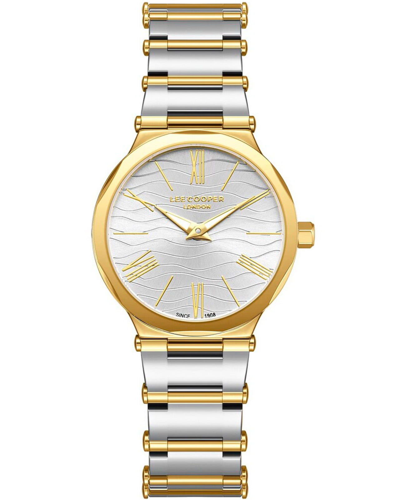 Lee Cooper Lee Cooper LC08000.230  LC08000.230 кварцевые женские часы серебристый циферблат, браслет нержавеющая сталь с pvd-покрытием — вид спереди