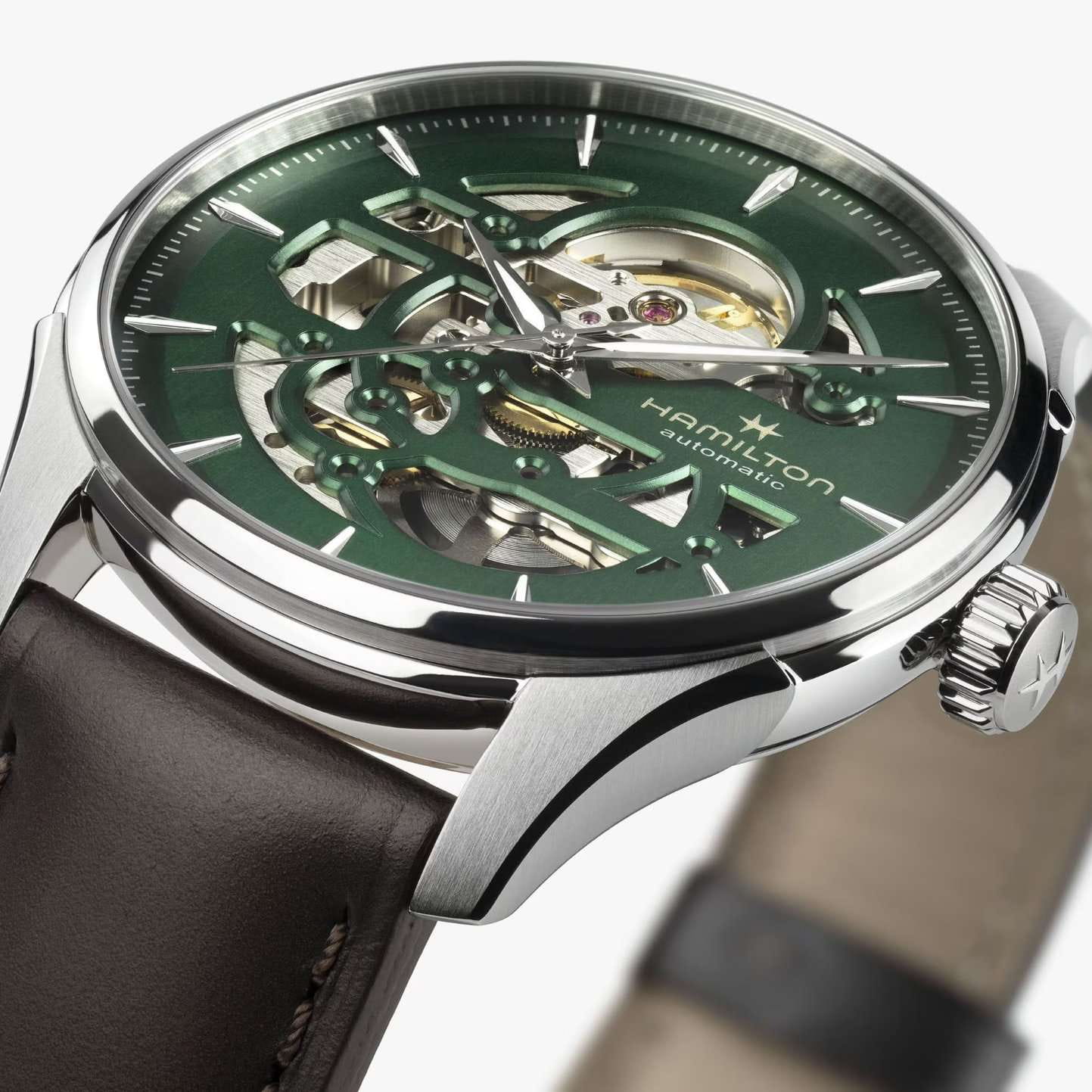 Hamilton Hamilton Jazzmaster Skeleton 40mm H42535560 мужские часы зеленый циферблат на запястье