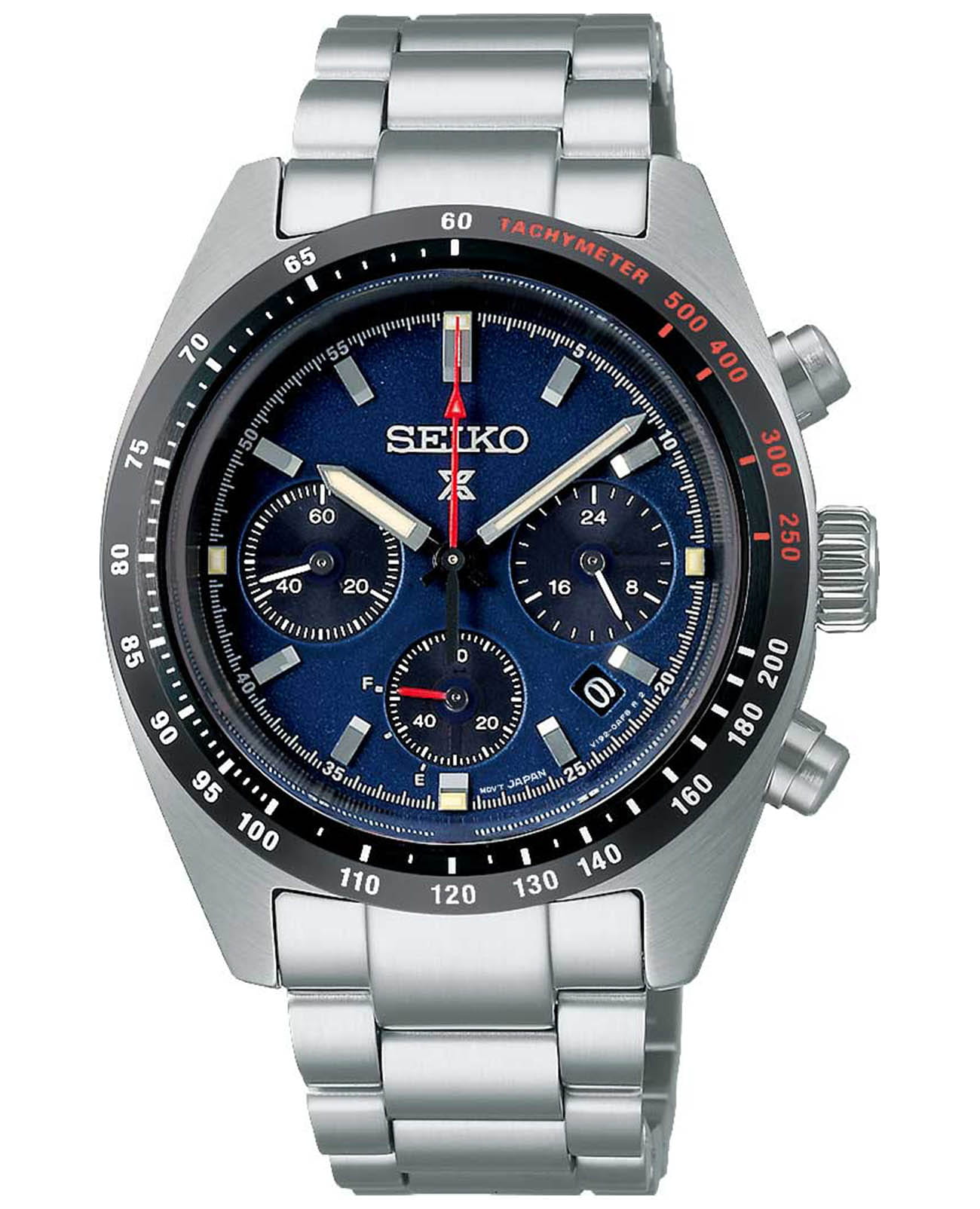 Seiko Seiko Prospex Speedtime SSC815P1 Speedtimer SSC815P1 кварцевые мужские часы синий циферблат, браслет нержавеющая сталь — вид спереди