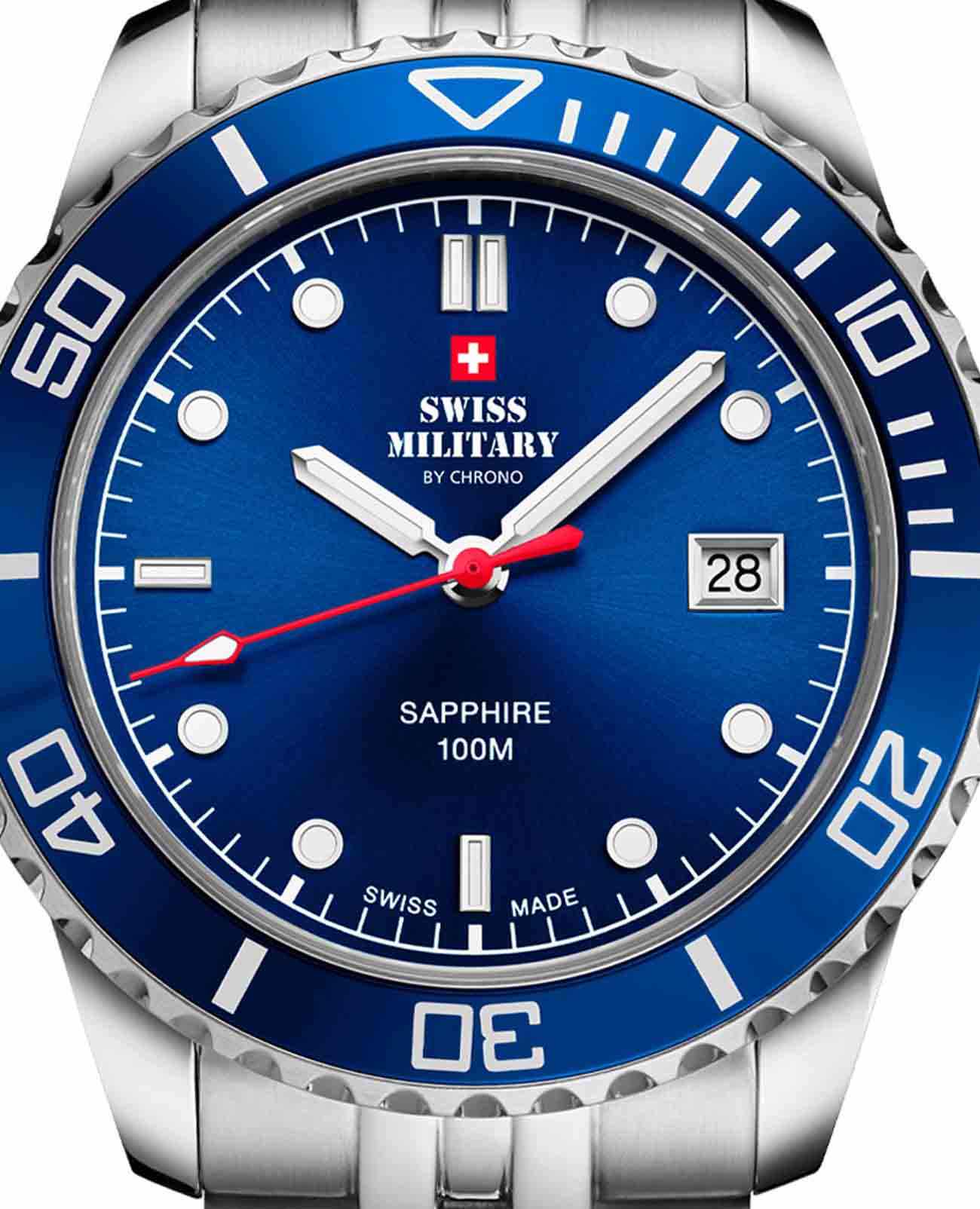 Swiss Military by Chrono Swiss Military by Chrono Sports SM34109.02 кварцевые мужские часы часы крупный план синий циферблата