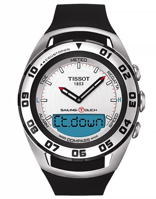 Tissot Tissot T-Tactile Sailing-Touch T056.420.27.031.00 T Touch T0564202703100 кварцевые мужские часы белый циферблат, браслет силикон — вид спереди