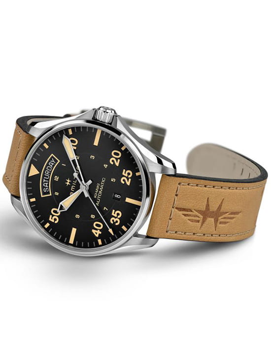 Hamilton Hamilton Khaki Aviation Pilot Day Date Auto H64645531 механические мужские часы часы крупный план черный циферблата