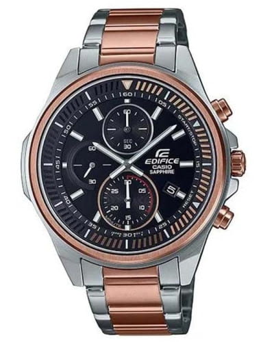 Casio Casio Edifice EFR-S572GS-1A EFR EFR-S572GS-1A кварцевые мужские часы черный циферблат, браслет сталь с ip покрытием — вид спереди