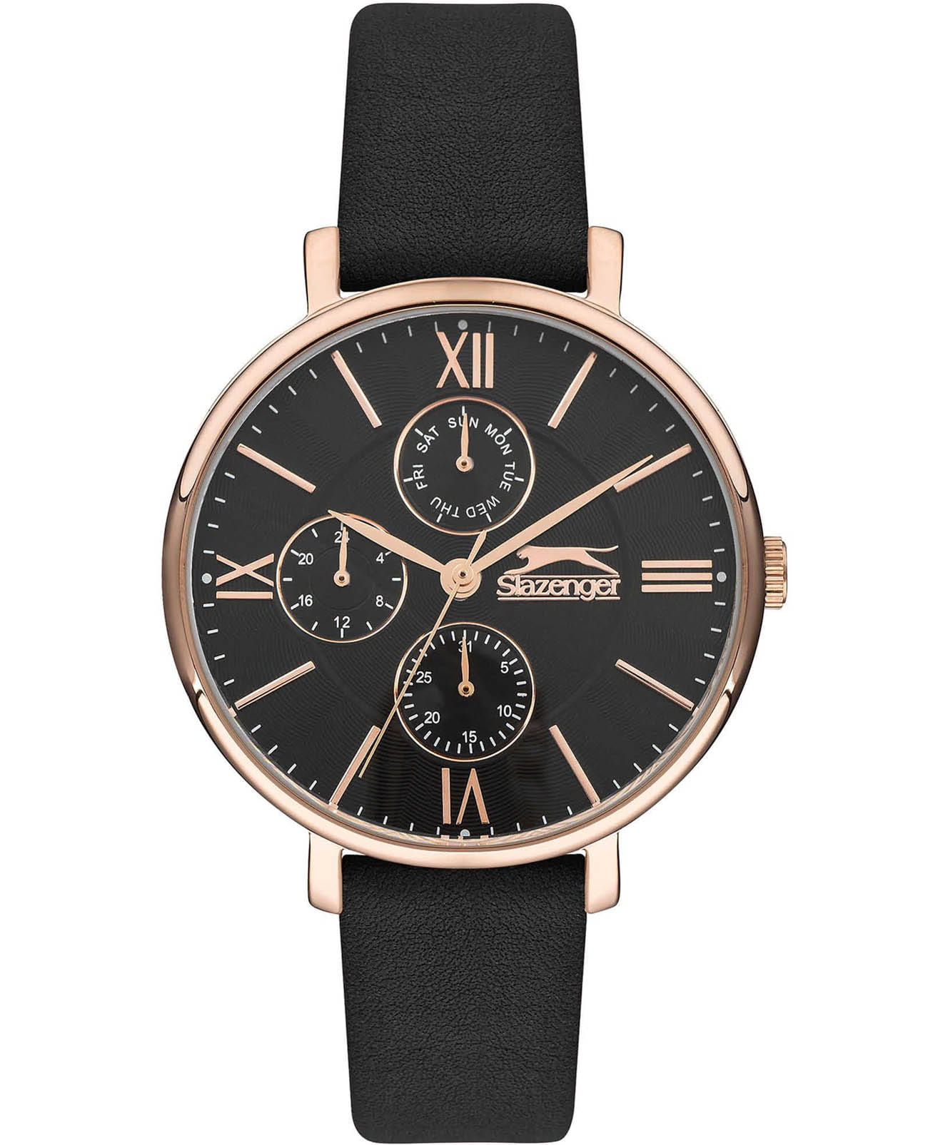 Slazenger Slazenger SL.09.6544.4.05  SL.09.6544.4.05 кварцевые женские часы черный циферблат, браслет кожаный — вид спереди