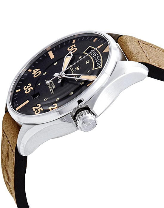 Hamilton Hamilton Khaki Aviation Pilot Day Date Auto H64645531, khaki aviation швейцария мужские часы на браслете кожаный боковой вид