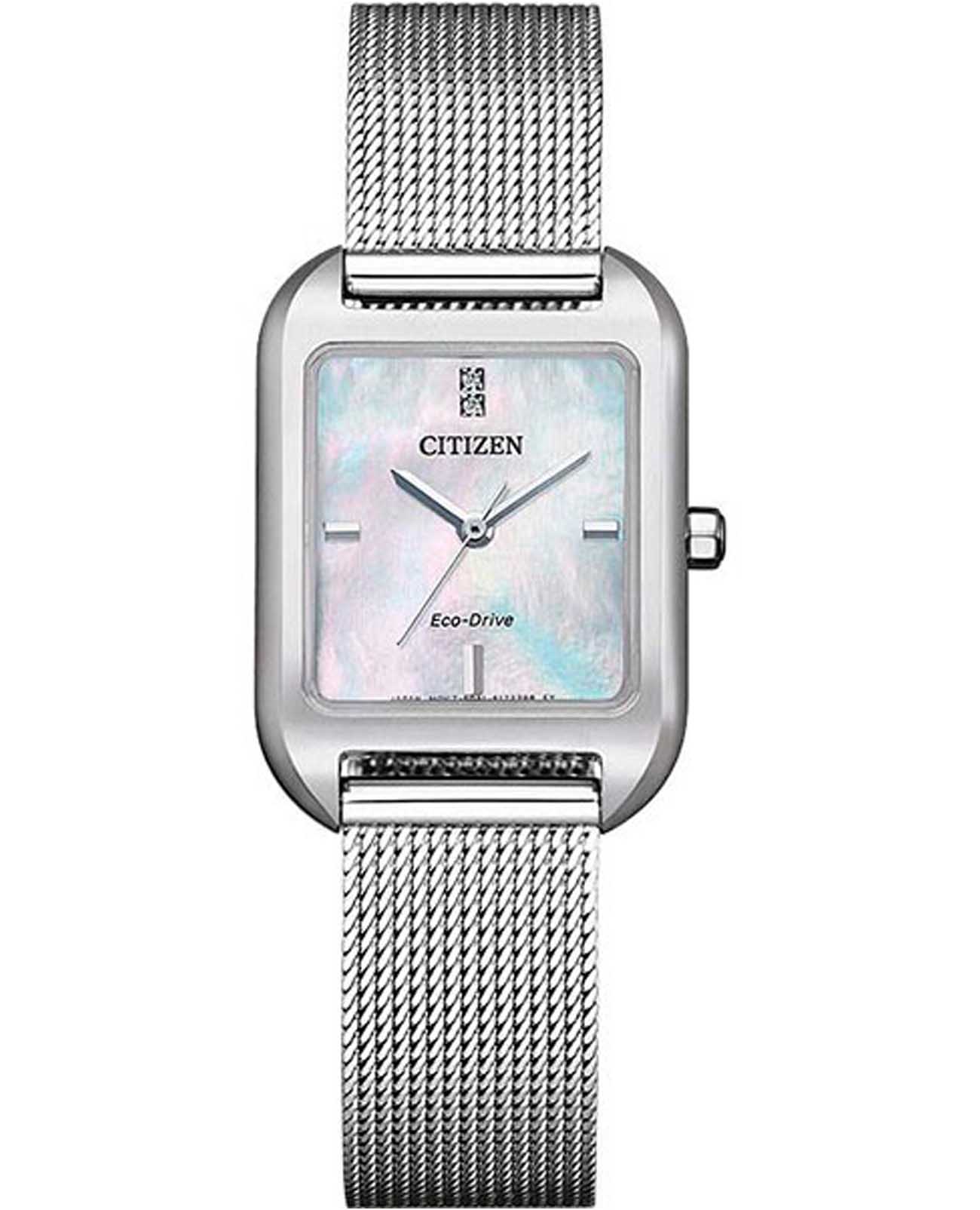 Citizen Citizen Eco-Drive EM0491-81D  EM0491-81D кварцевые женские часы перламутровый циферблат, браслет нержавеющая сталь — вид спереди