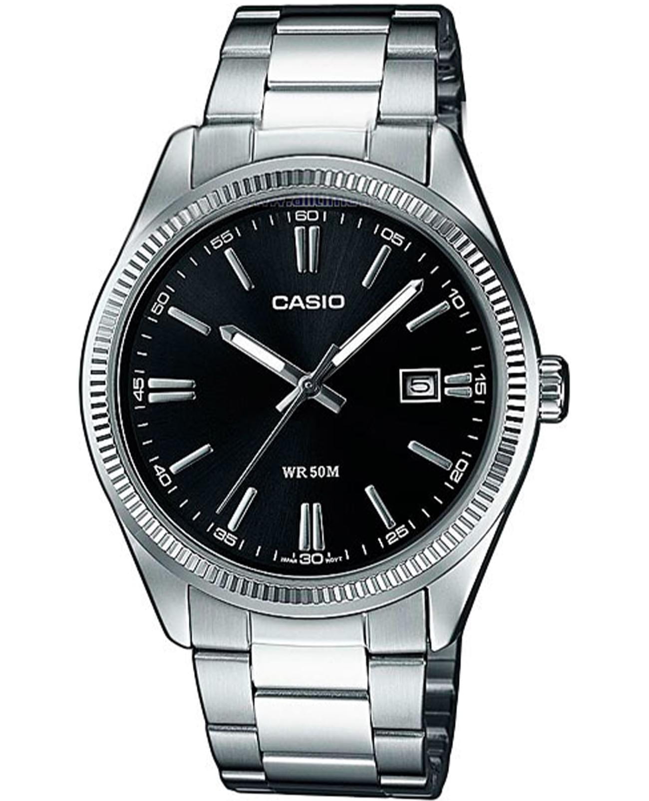 Casio Casio Collection LTP-1302D-1A1  LTP-1302D-1A1 кварцевые женские часы черный циферблат, браслет нержавеющая сталь — вид спереди