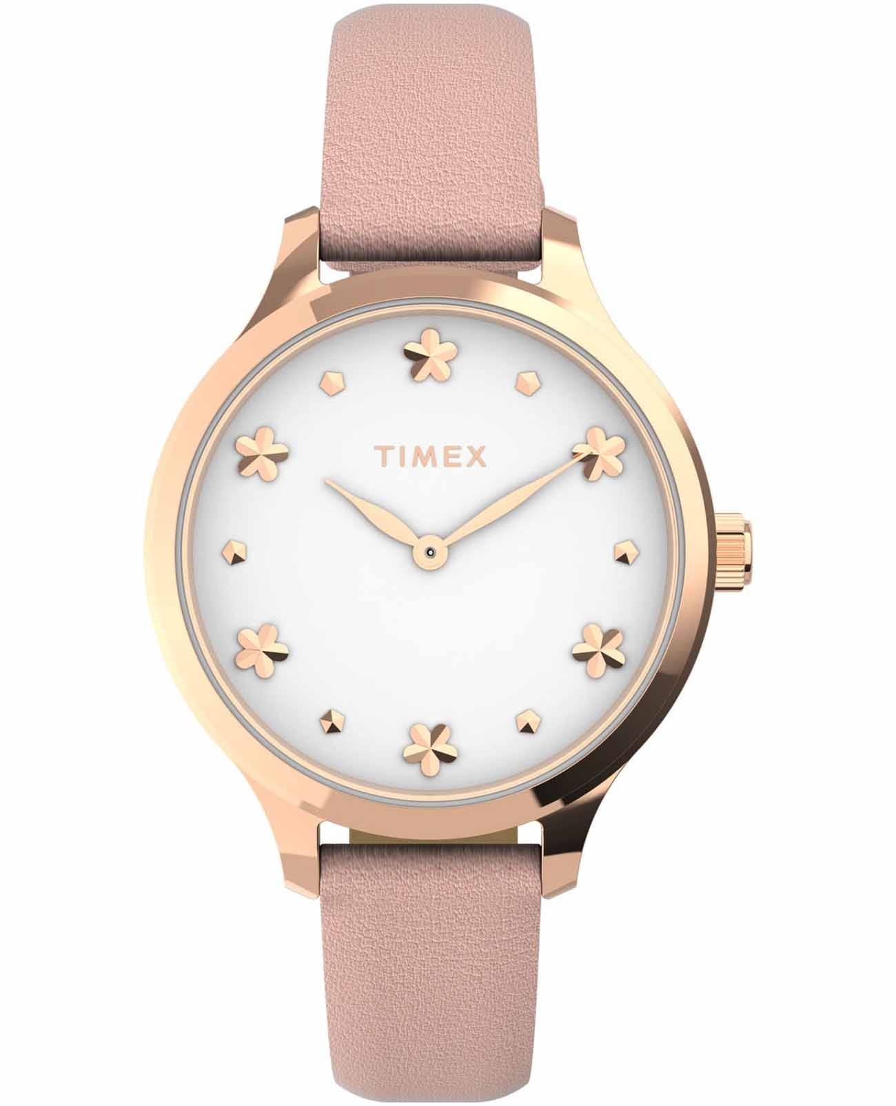 Timex Timex Peyton TW2V23700  TW2V23700 кварцевые женские часы белый циферблат, браслет кожаный — вид спереди