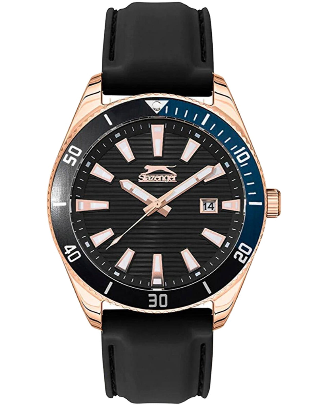 Slazenger Slazenger SL.09.2174.2.05  SL.09.2174.2.05 кварцевые мужские часы черный циферблат, браслет силикон — вид спереди
