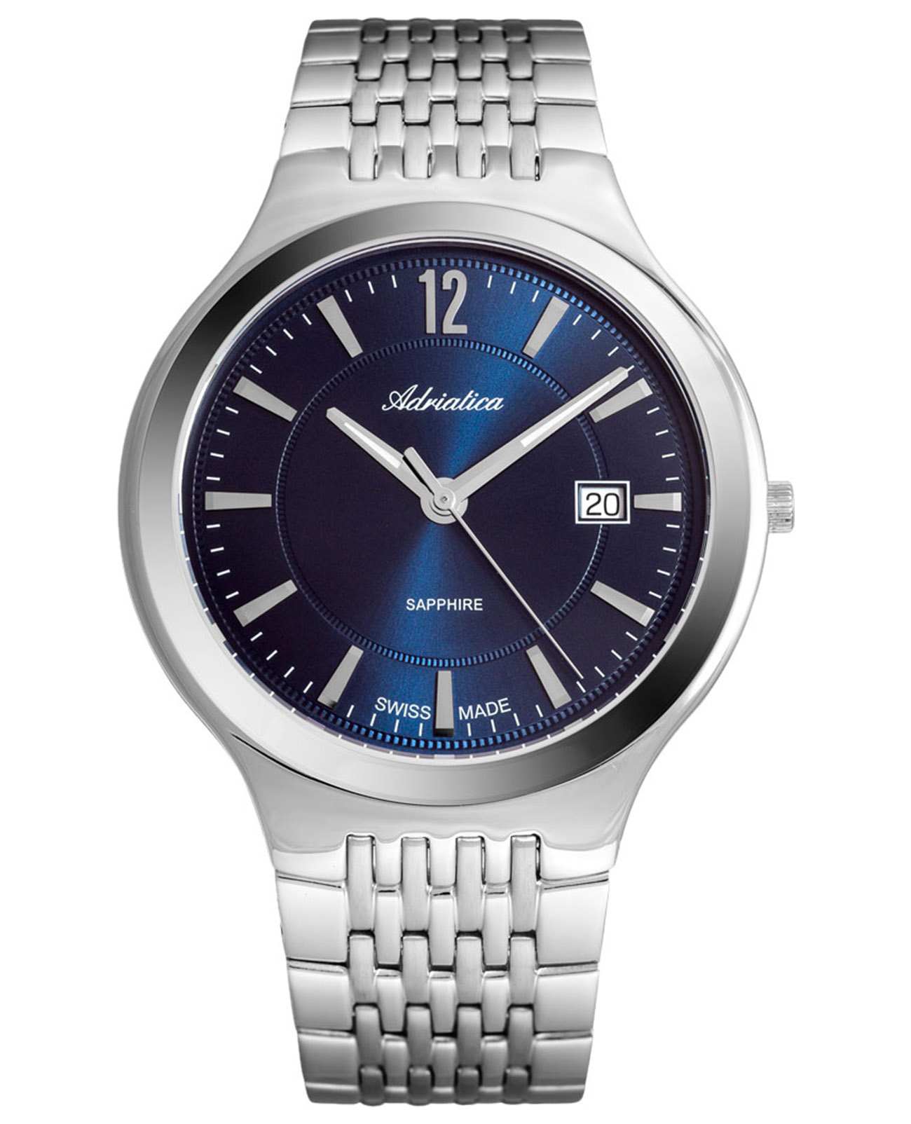 Adriatica Adriatica Premiere A8296.5155Q  A8296.5155Q кварцевые мужские часы синий циферблат, браслет нержавеющая сталь — вид спереди