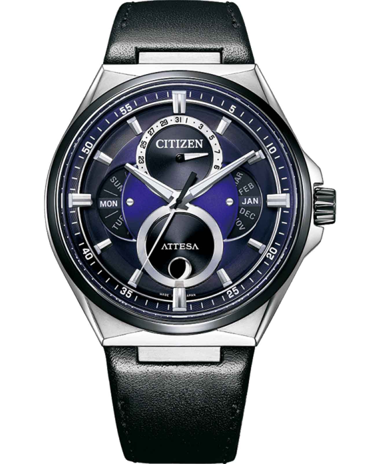 Citizen Citizen Attesa BU0066-11W  BU0066-11W кварцевые мужские часы серый циферблат, браслет кожаный — вид спереди