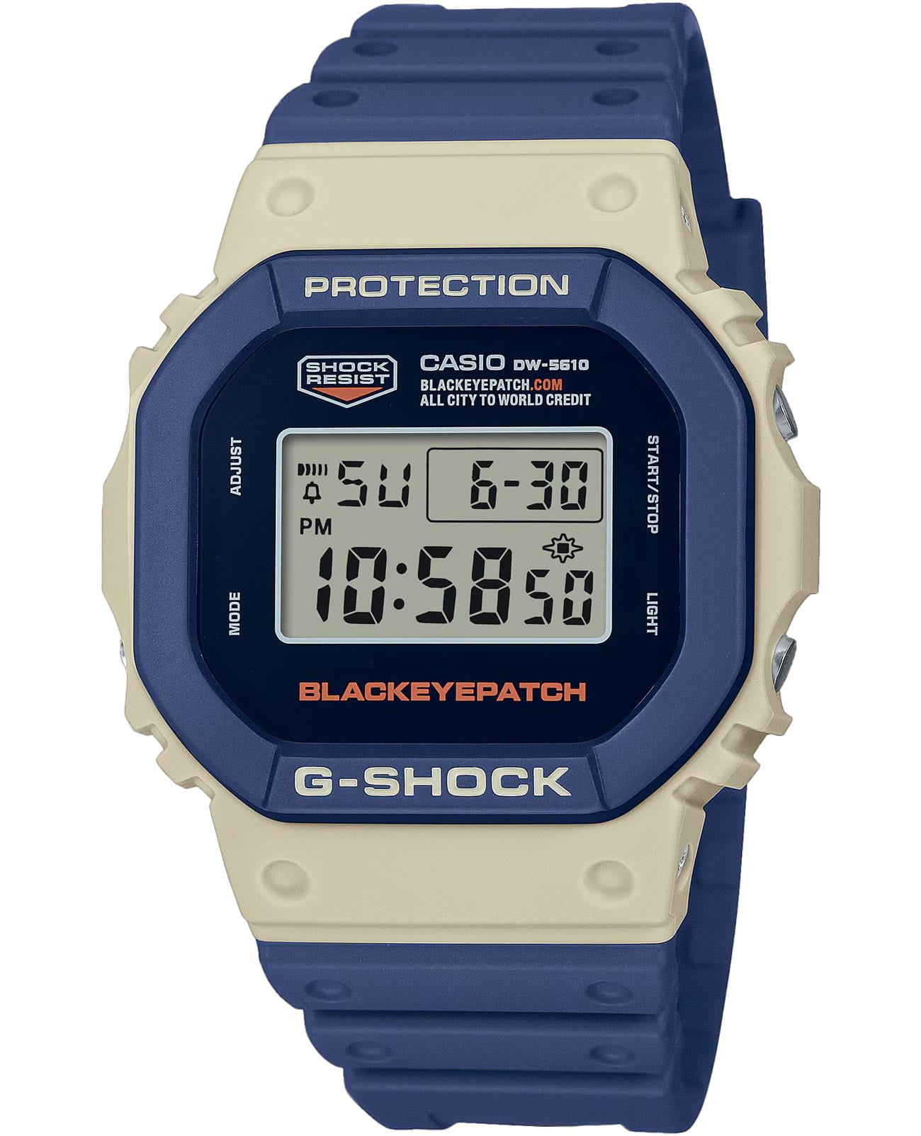 Casio Casio G-Shock DW-5610BEP-2DR (DW-5610BEP-2)  DW-5610BEP-2DR электронные мужские часы  циферблат, браслет пластик — вид спереди