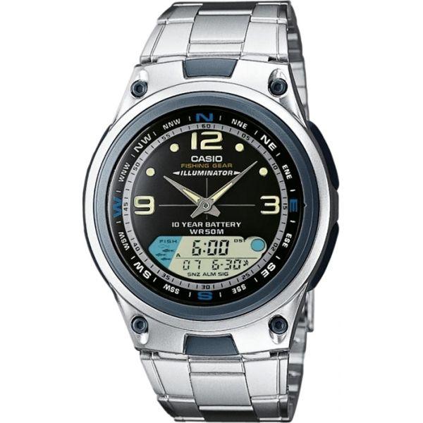 Casio Casio Illuminator AW-82D-1A  AW-82D-1A кварцевые мужские часы черный циферблат, браслет нержавеющая сталь — вид спереди