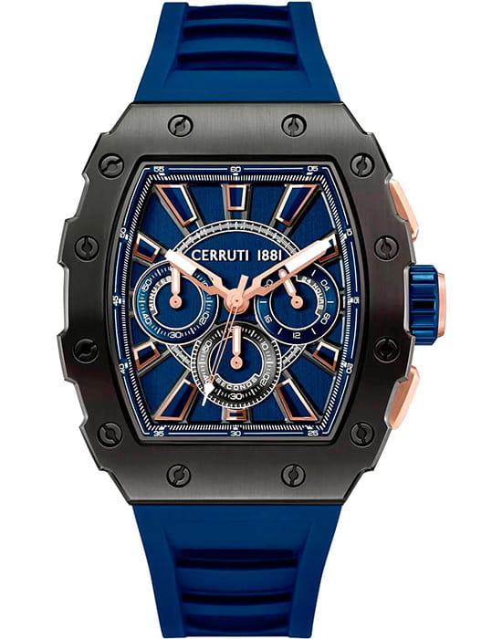 Cerruti 1881 Cerruti 1881 Gubbio CIWGO0085402  CIWGO0085402 кварцевые мужские часы синий циферблат, браслет силикон — вид спереди