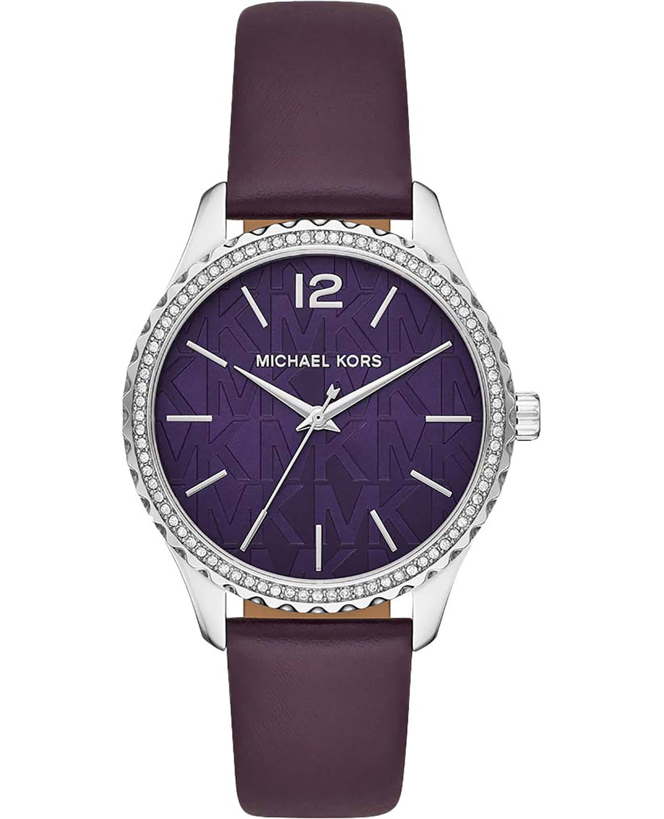 Michael Kors Michael Kors Layton MK2924  MK2924 кварцевые женские часы фиолетовый циферблат, браслет кожаный — вид спереди