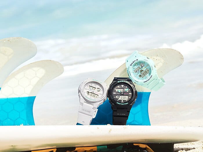 Casio Casio Baby-G BAX-100-7A кварцевые женские часы часы крупный план белый циферблата