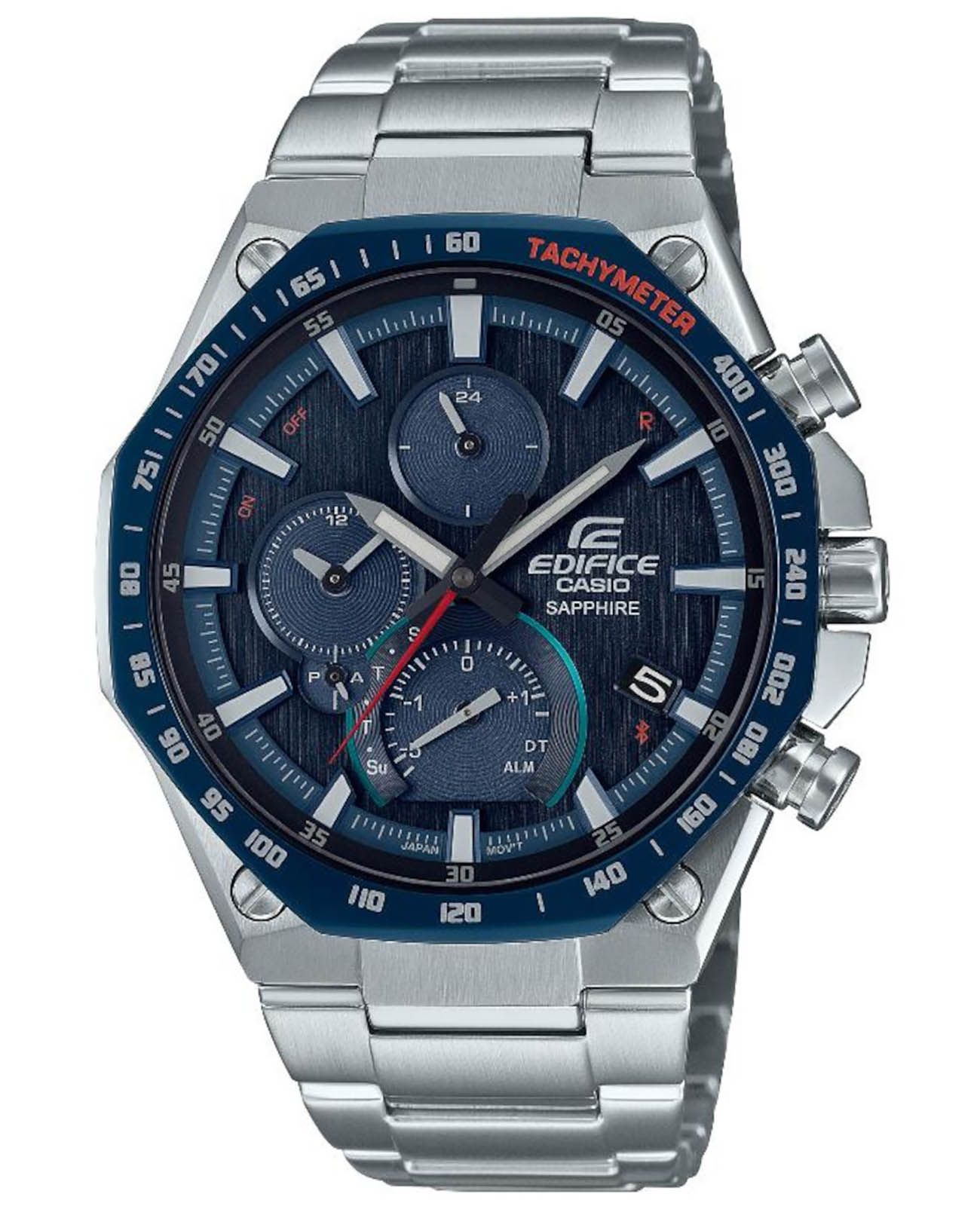 Casio Casio Edifice EQB-1100XDB-2A EQB EQB-1100XDB-2AER кварцевые мужские часы синий циферблат, браслет нержавеющая сталь — вид спереди