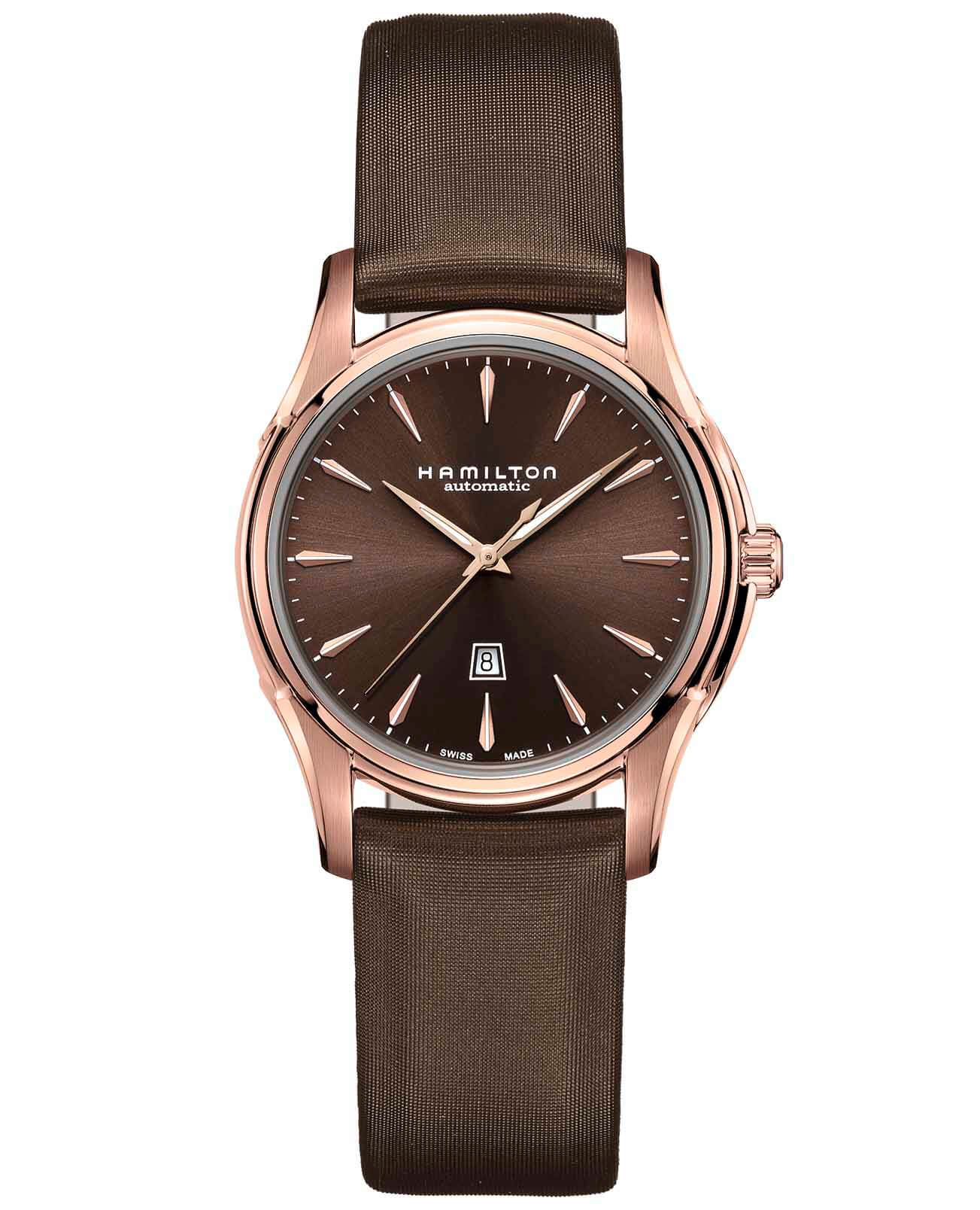 Hamilton Hamilton Jazzmaster Viewmatic Auto H32335971  H32335971 механические женские часы коричневый циферблат, браслет тканевый — вид спереди