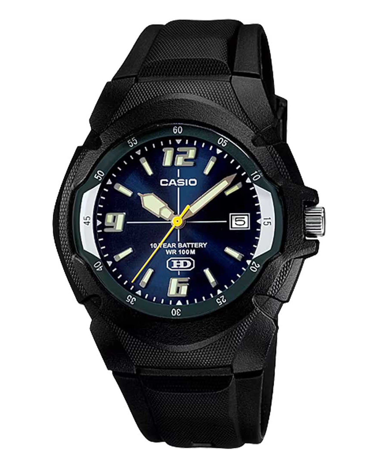 Casio Casio Collection MW-600F-2AVDF (MW-600F-2A)  MW-600F-2A кварцевые мужские часы синий циферблат, браслет пластик — вид спереди