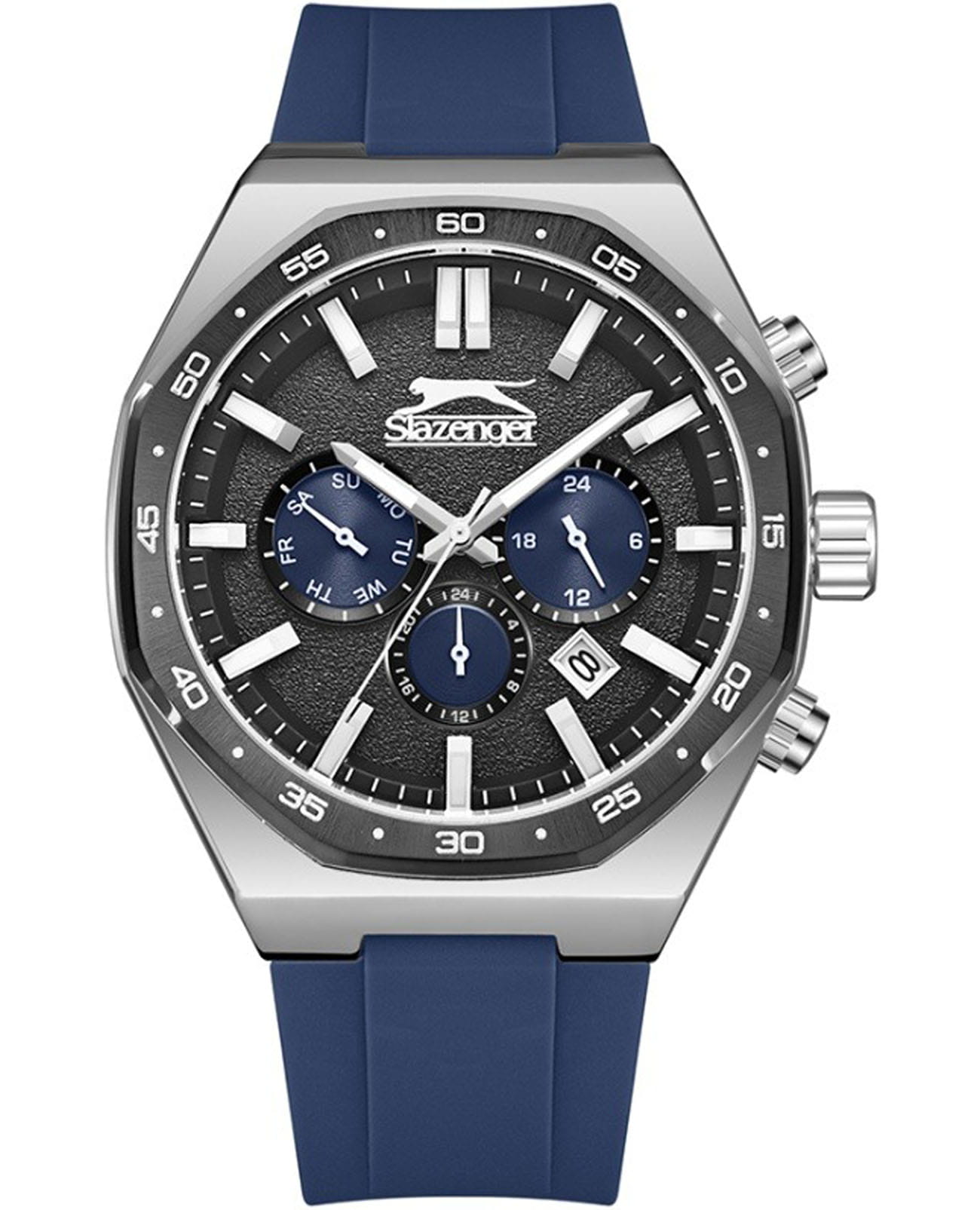 Slazenger Slazenger SL.09.2341.2.03  SL.09.2341.2.03 кварцевые мужские часы черный циферблат, браслет силикон — вид спереди
