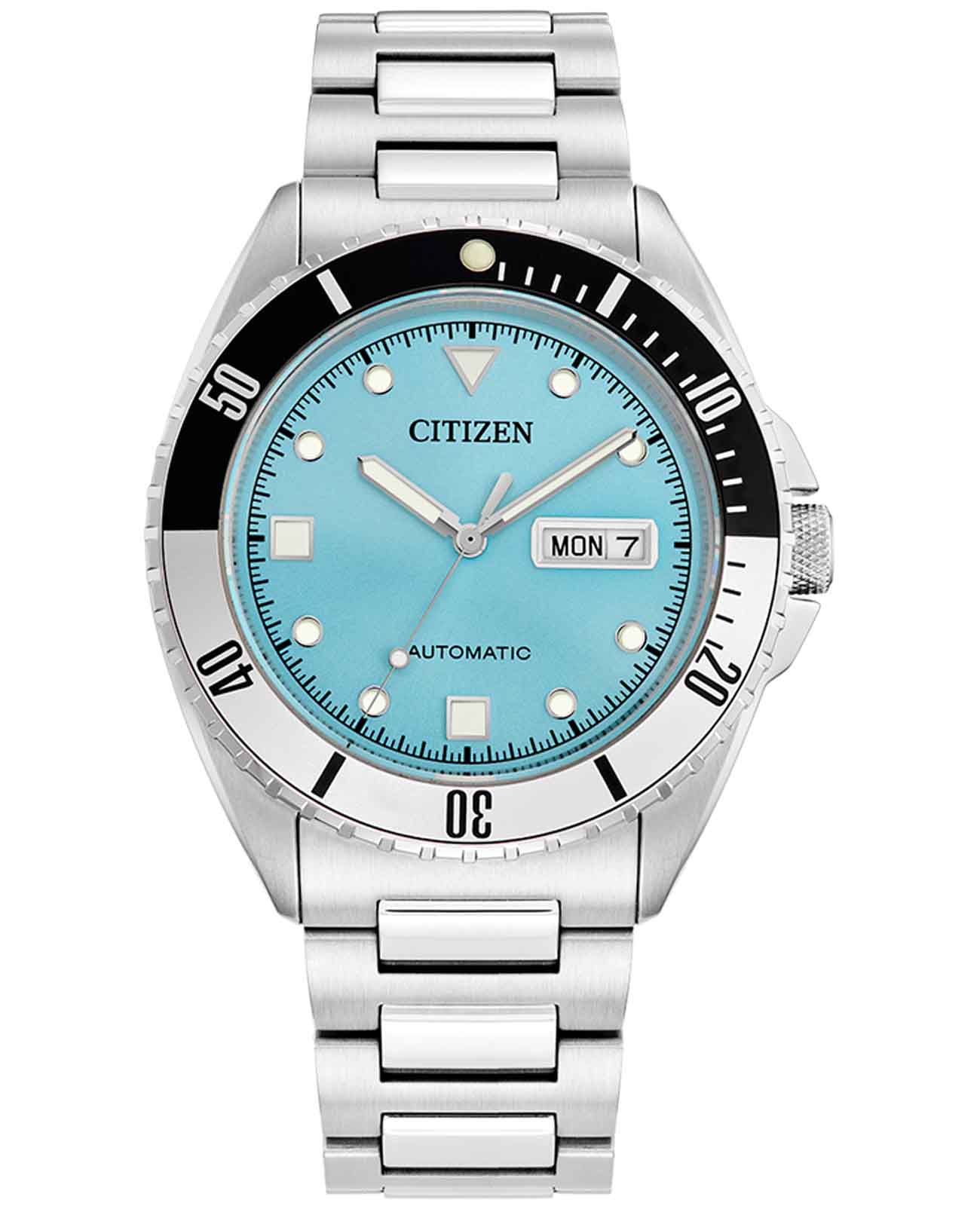 Citizen Citizen Automatic NH7530-52L  NH7530-52L механические мужские часы голубой циферблат, браслет нержавеющая сталь — вид спереди