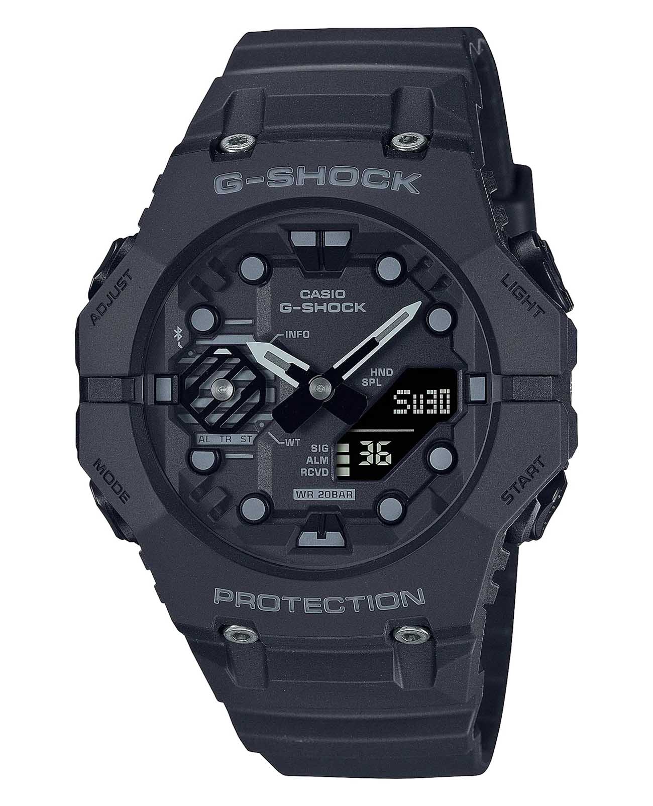 Casio Casio G-Shock GA-B001-1ADR (GA-B001-1A) GA GA-B001-1A электронные мужские часы черный циферблат, браслет пластик — вид спереди